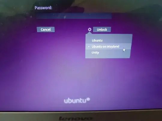the login screen