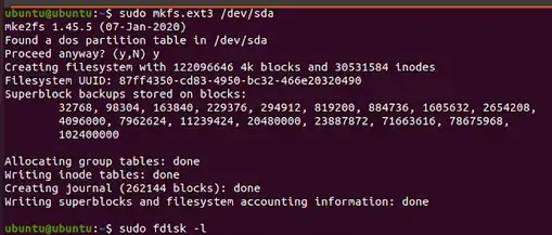 mkfs output