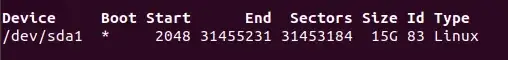 fdisk output