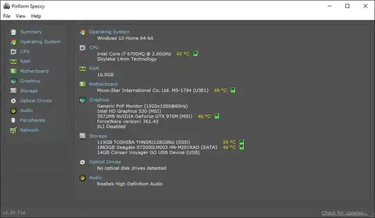 Specs of my machine