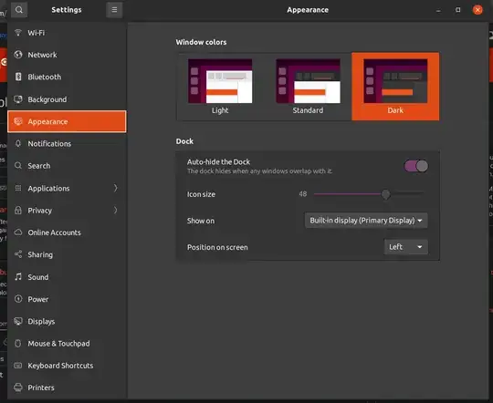 settings ui