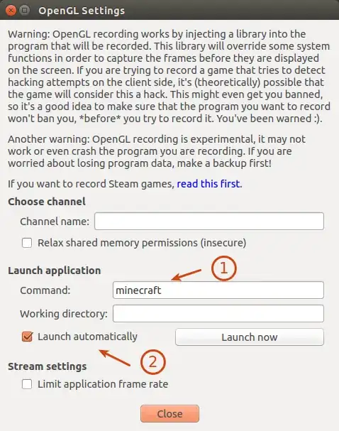 opengl settings