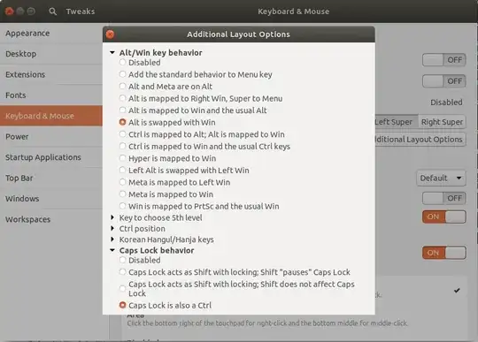 screenshot of options I chosen