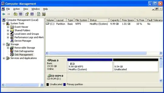 Computer management screen