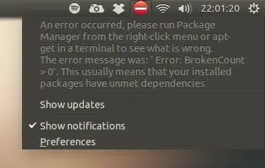 System tray error