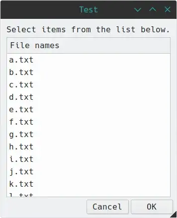 Zenity list