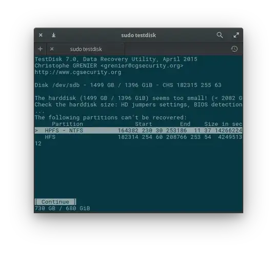 Testdisk output 2