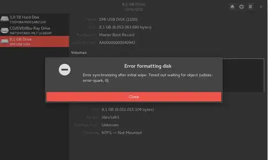 Format disk error