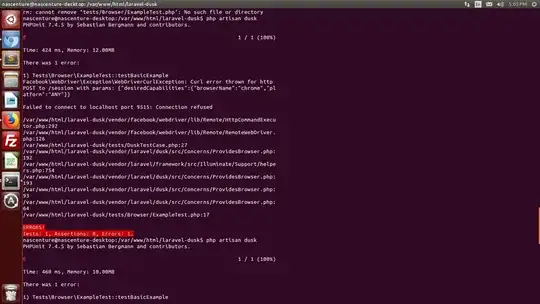 Laravel Dusk error