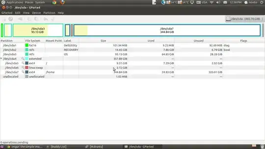 GParted screen