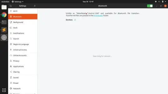 Bluetooth setting screen after I turn on Bluetooth: image