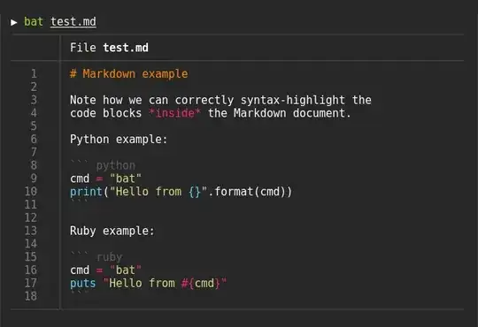 Screenshot of bat showing a colored file