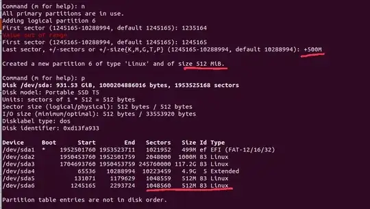 fdisk output