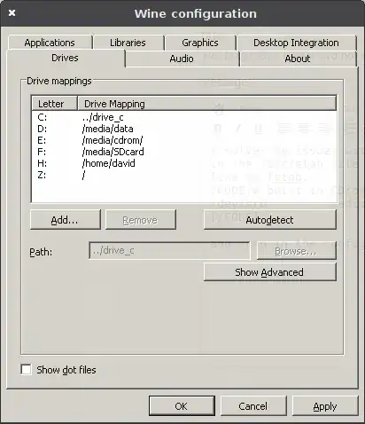 winecfg, drives tab