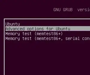 Grub menu screen shoot