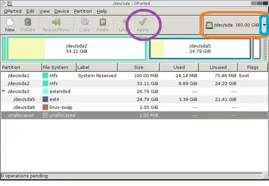 gparted screen