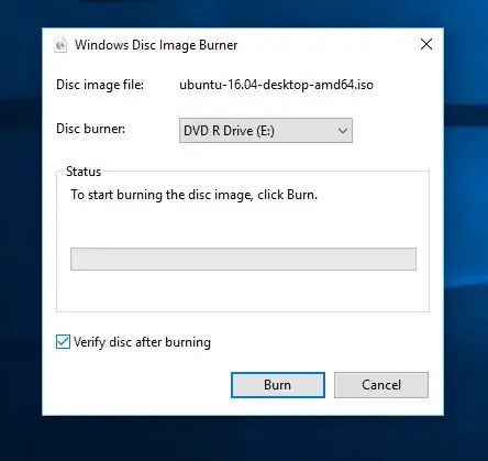 Select a disc burner and choose Burn