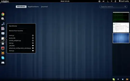 Screenshot of jump lists in Activities overlay