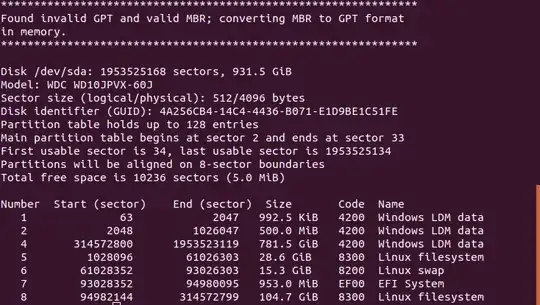 output of gdisk