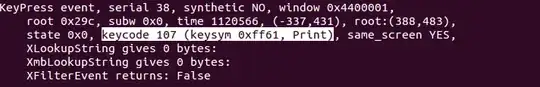 Terminal window showing PrtSc KeyPress event