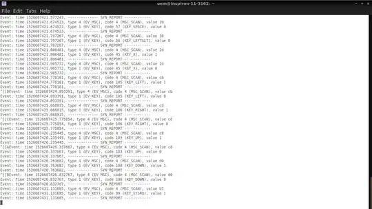 Evtest output