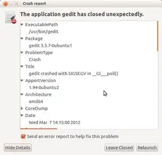 Apport bug