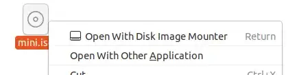 open with disk image mounter