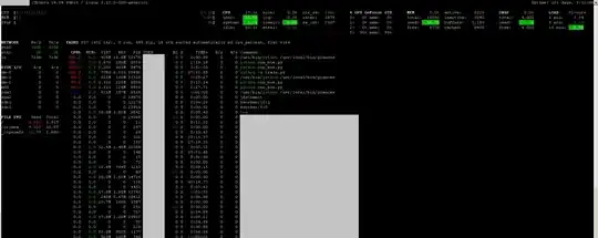 Screenshot: glances running