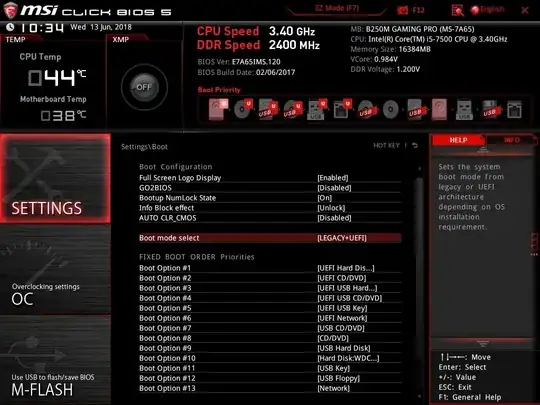 Picture of the BIOS