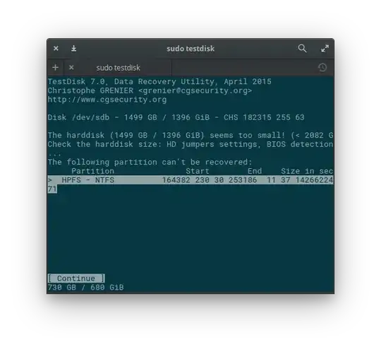 Testdisk output 1