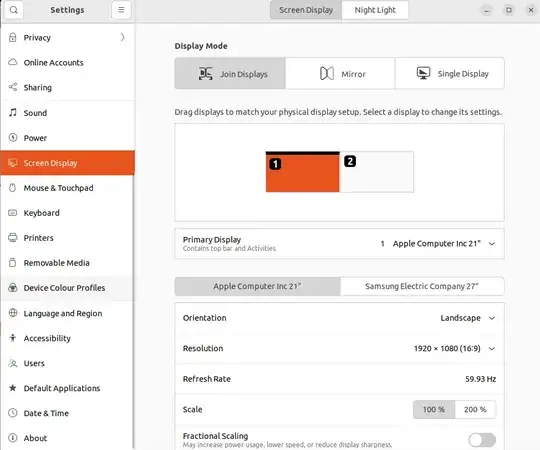 Display settings