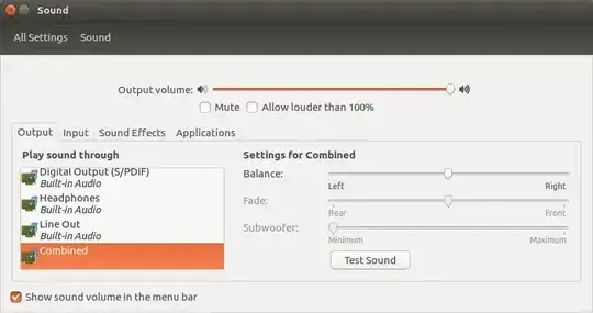 Sound settings with combined device