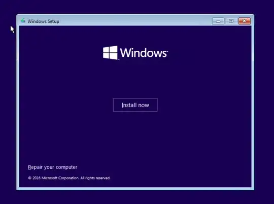 Windows installation screen
