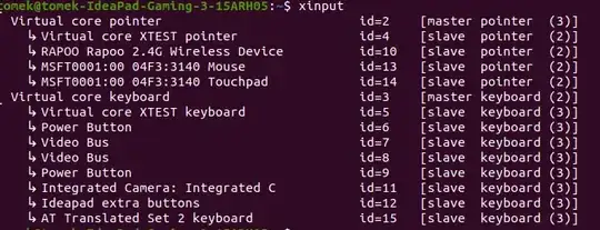 output of xinput