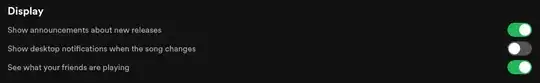 Display options for Spotify