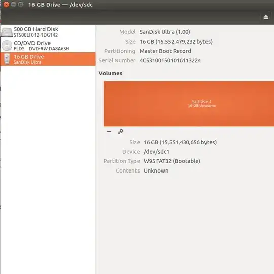 gnome-disks showing the drive