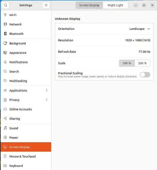 Display settings
