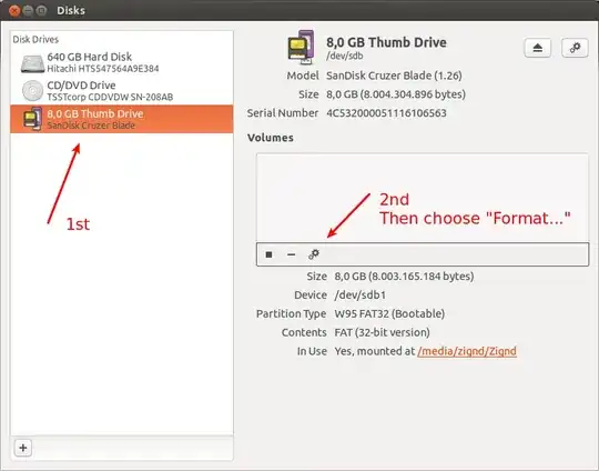 choose device in Disks interface left bar