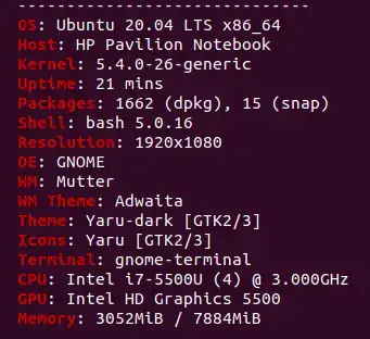 neofetch screen
