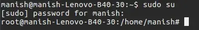 entering as <code>root</code>