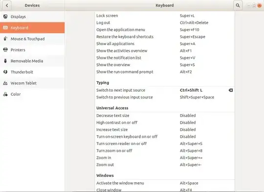 Keyboard settings