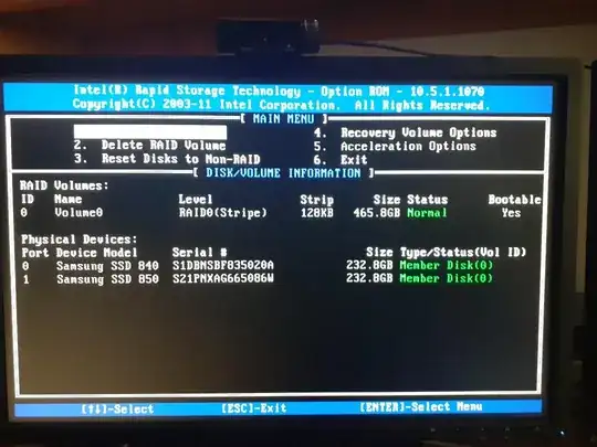 Intel RAID config