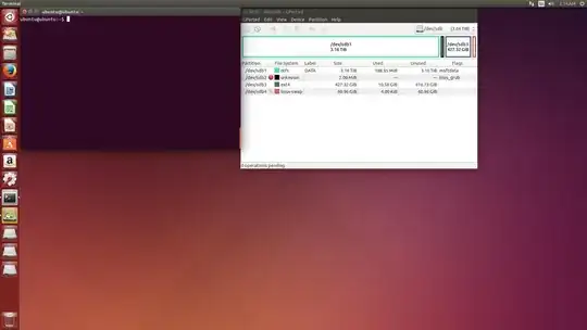Screenshot with GParted showing the 4TB drive partitions
