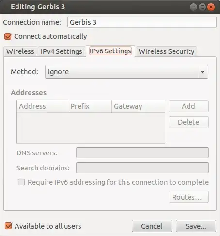 Connection settings