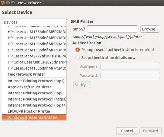 New Printer window
