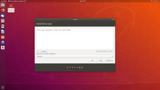 Fresh Install - Partition Selection Screenshot