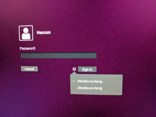 login screen