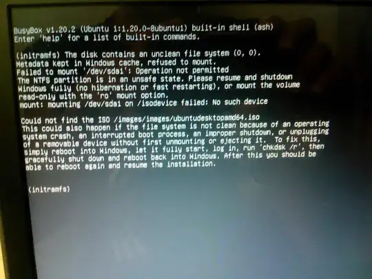 Screenshot of error