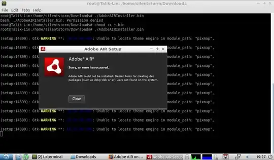 Screenshot of error