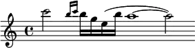  \relative c'''{\set Staff.midiInstrument = #"bagpipe"\clef treble\cadenzaOn  c2\grace { b16[c] } [b g e (b'] a1~a2) } 